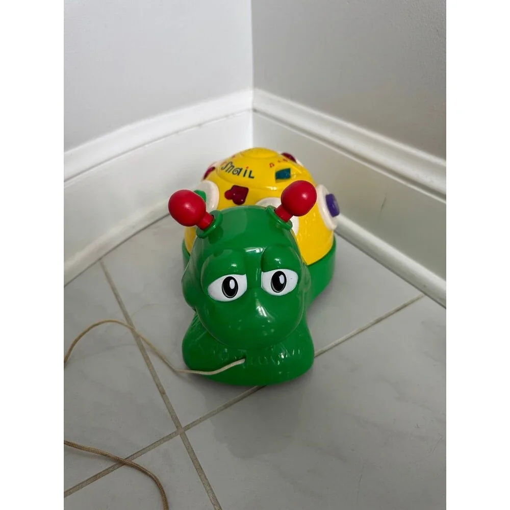 VTG 90s VTech Little Smart Spin 'N Grin Snail Pull Toy Works Music Interactive